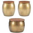 thumbnail image 1 of Home Square 3-Piece Set with Drum Table and 2 Drum Side Tables in Gold, 1 of 21