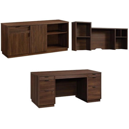 Home Square 3-Piece Set with Executive Desk & Hutch & Office Credenza
