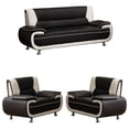 thumbnail image 1 of Home Square 3-Piece Set with Faux Leather Sofa & 2 Chairs in Black and White, 1 of 12