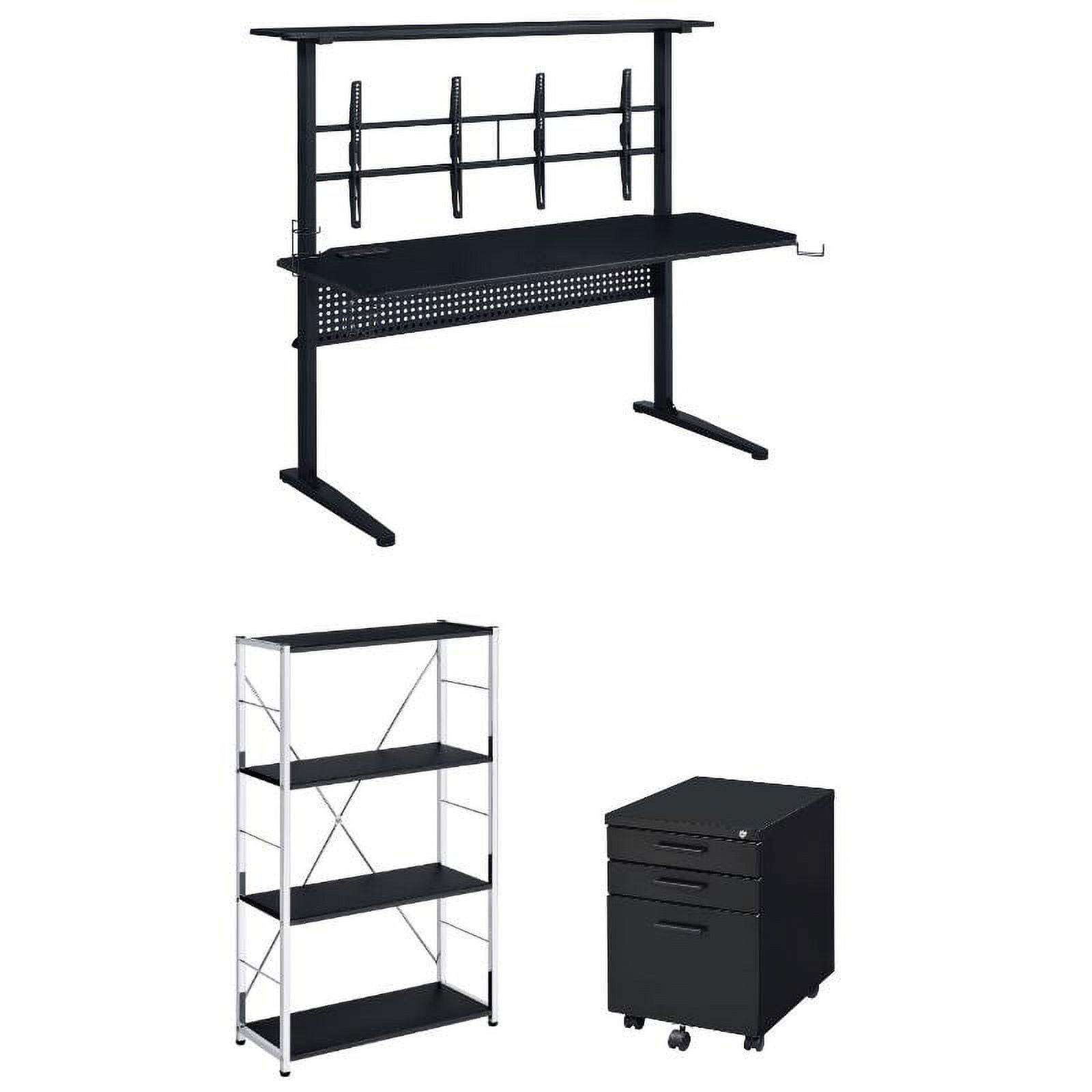 Home Square 3-Piece Set with Gaming Table & File Cabinet & Bookshelf ...