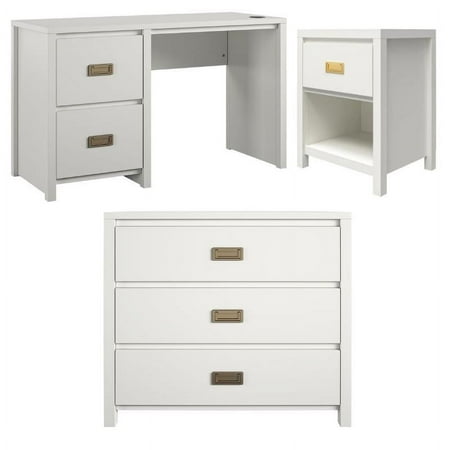 Home Square 3-Piece Set with Kids Nightstand 3-Drawer Kids Dresser & Kids Desk