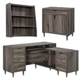 thumbnail image 1 of Home Square 3-Piece Set with L-Shaped Desk Base Storage Cabinet & Library Hutch, 1 of 28