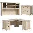 thumbnail image 1 of Home Square 3-Piece Set with L-Shaped Desk Hutch & Lateral File Cabinet, 1 of 30