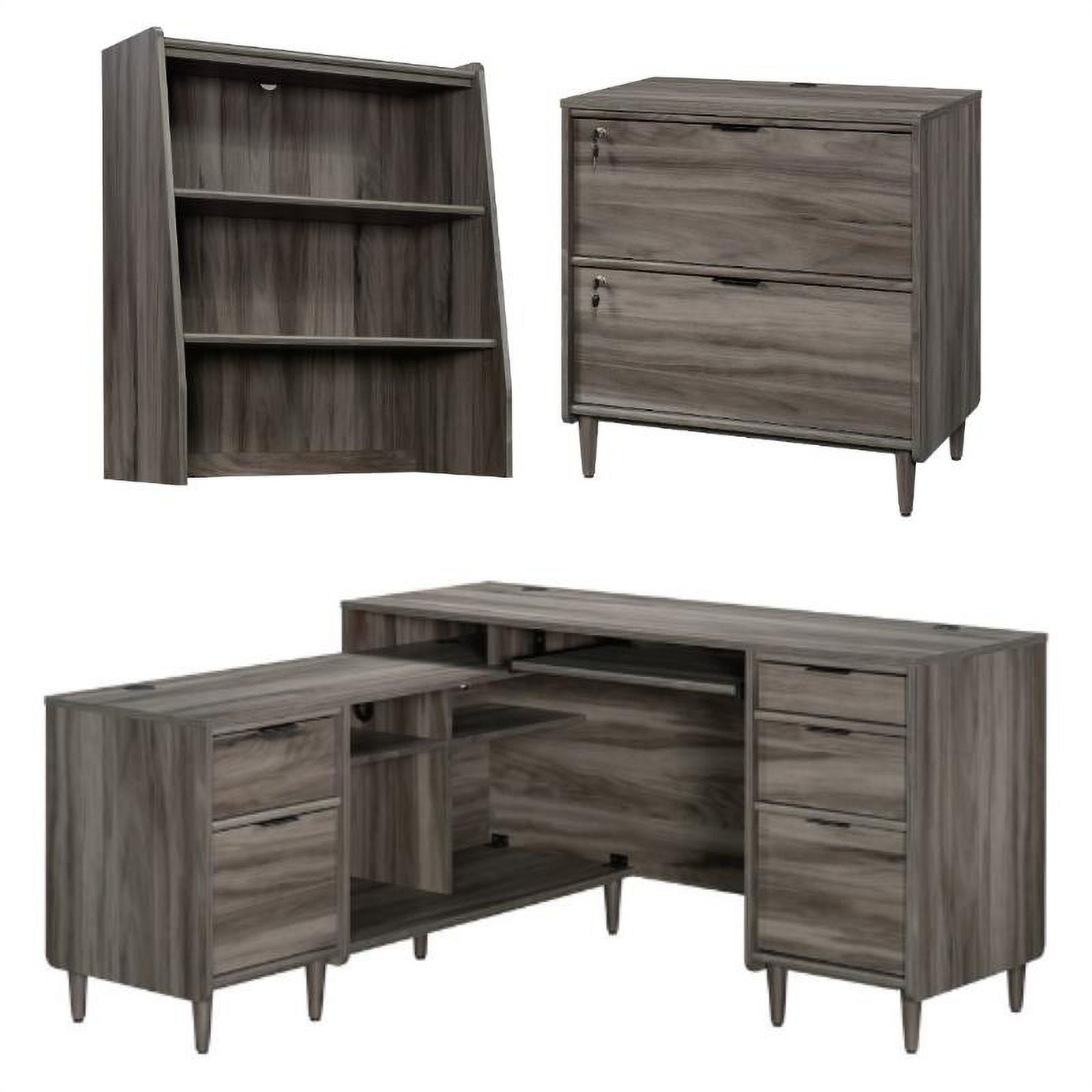 Home Square 3Piece Set with LShaped Desk Lateral File & Hutch