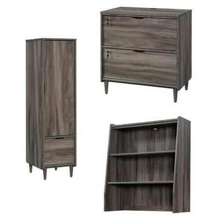 Home Square 3-Piece Set with Lateral File Cabinet Hutch & Narrow Storage Cabinet