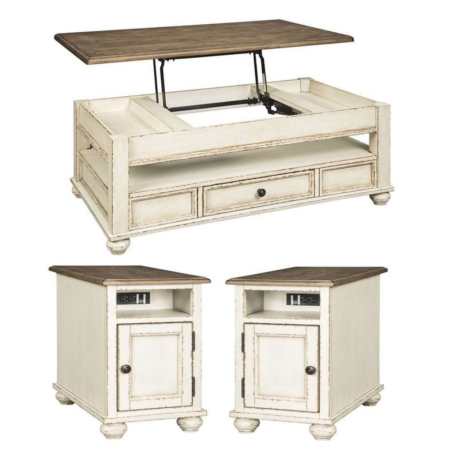 Home Square 3Piece Set with Lift Top Coffee Table & 2 End Tables with USB Ports