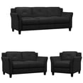 thumbnail image 1 of Home Square 3-Piece Set with Microfiber Chair & Loveseat & Sofa in Black, 1 of 25