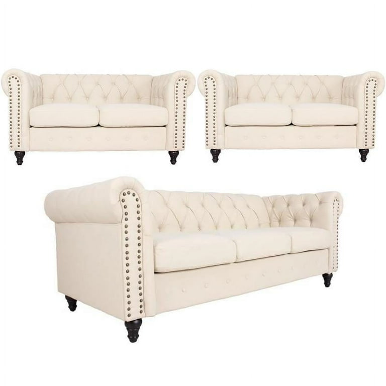 Cream cheap microfiber couch