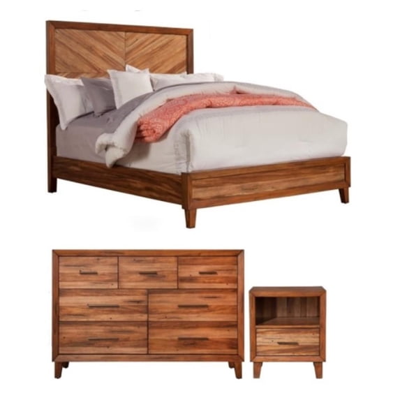 Home Square 3 Piece Set with Nightstand Dresser and Standard King Wood Bed