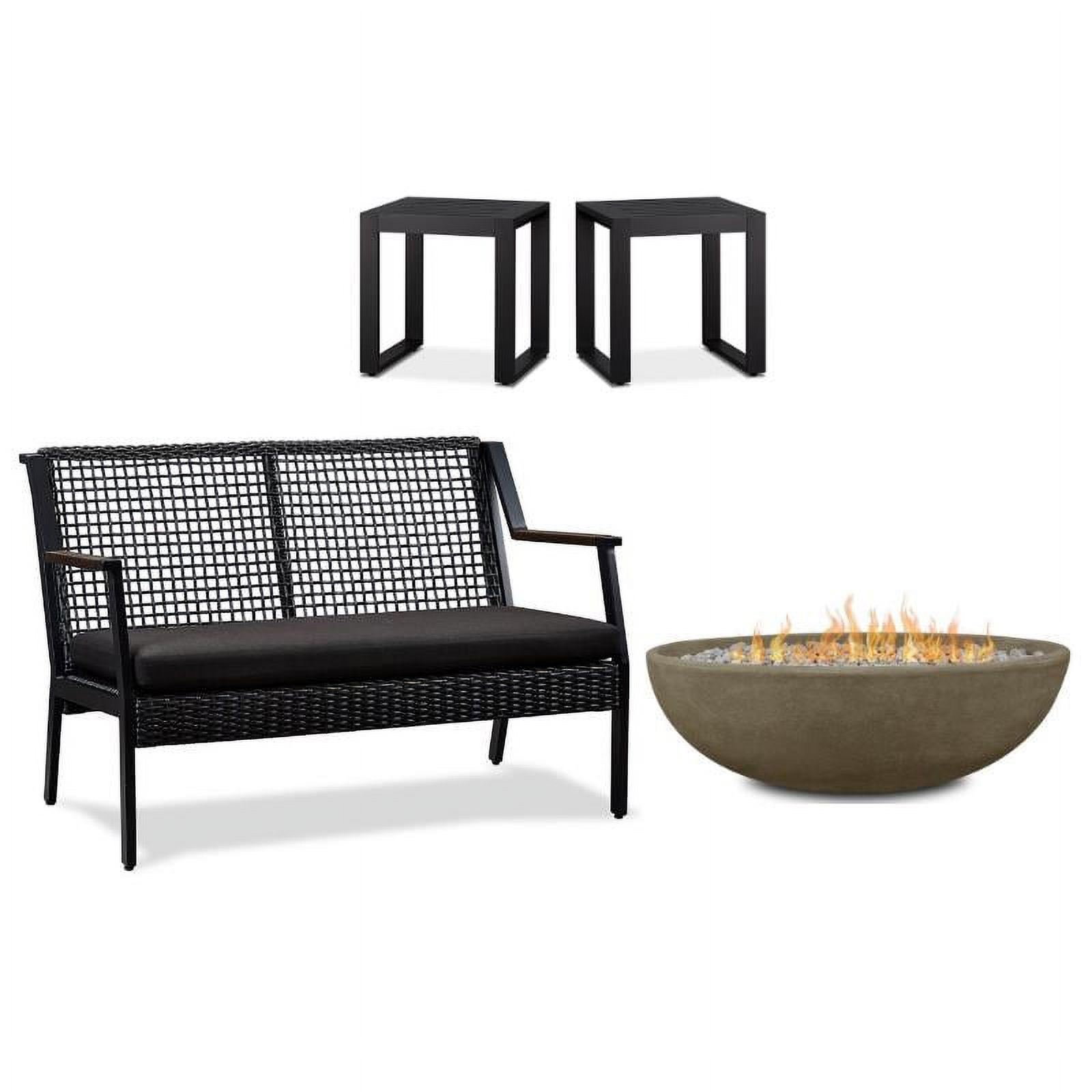 Home Square 3 Piece Set with Oval Fire Bowl Aluminum Patio Loveseat & End Table - image 1 of 19
