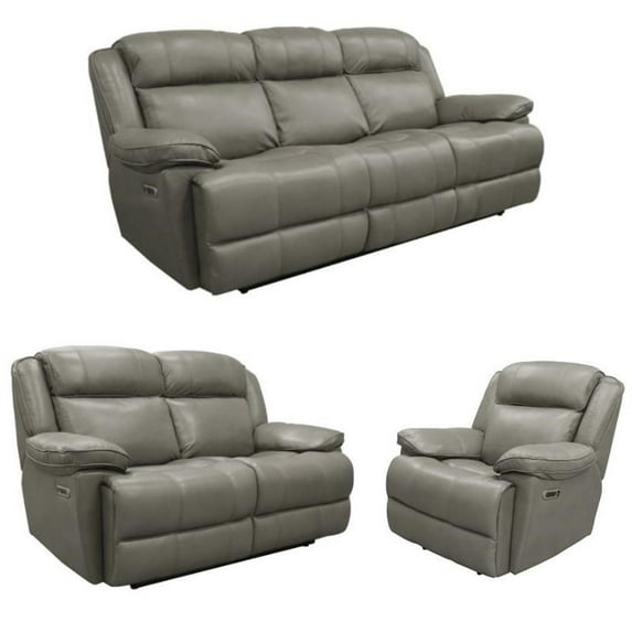 Home Square 3-Piece Set with Power Recliner & Loveseat & Sofa in Gray