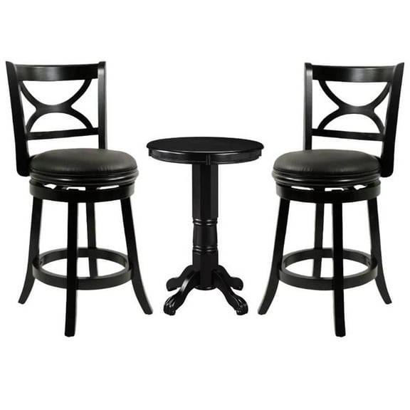 Home Square 3-Piece Set with Pub Table & 2 Counter Stools in Black
