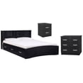 thumbnail image 1 of Home Square 3-Piece Set with Queen Bed 3-Drawer Chest Bedroom Dresser Nightstand, 1 of 18