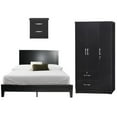 thumbnail image 1 of Home Square 3-Piece Set with Queen Bed Wardrobe Closet and Nightstand in Black, 1 of 18