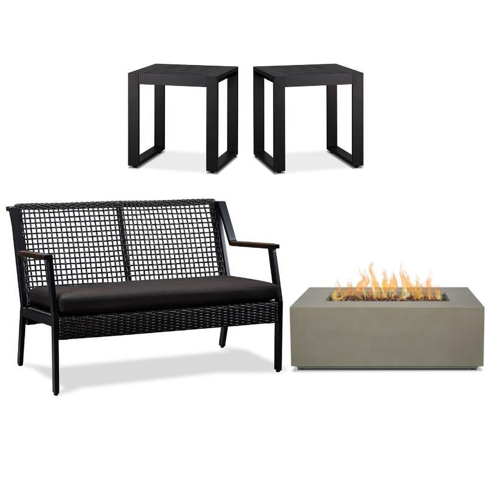 Home Square 3-Piece Set with Small Fire Table with Patio Loveseat End Table - image 1 of 23
