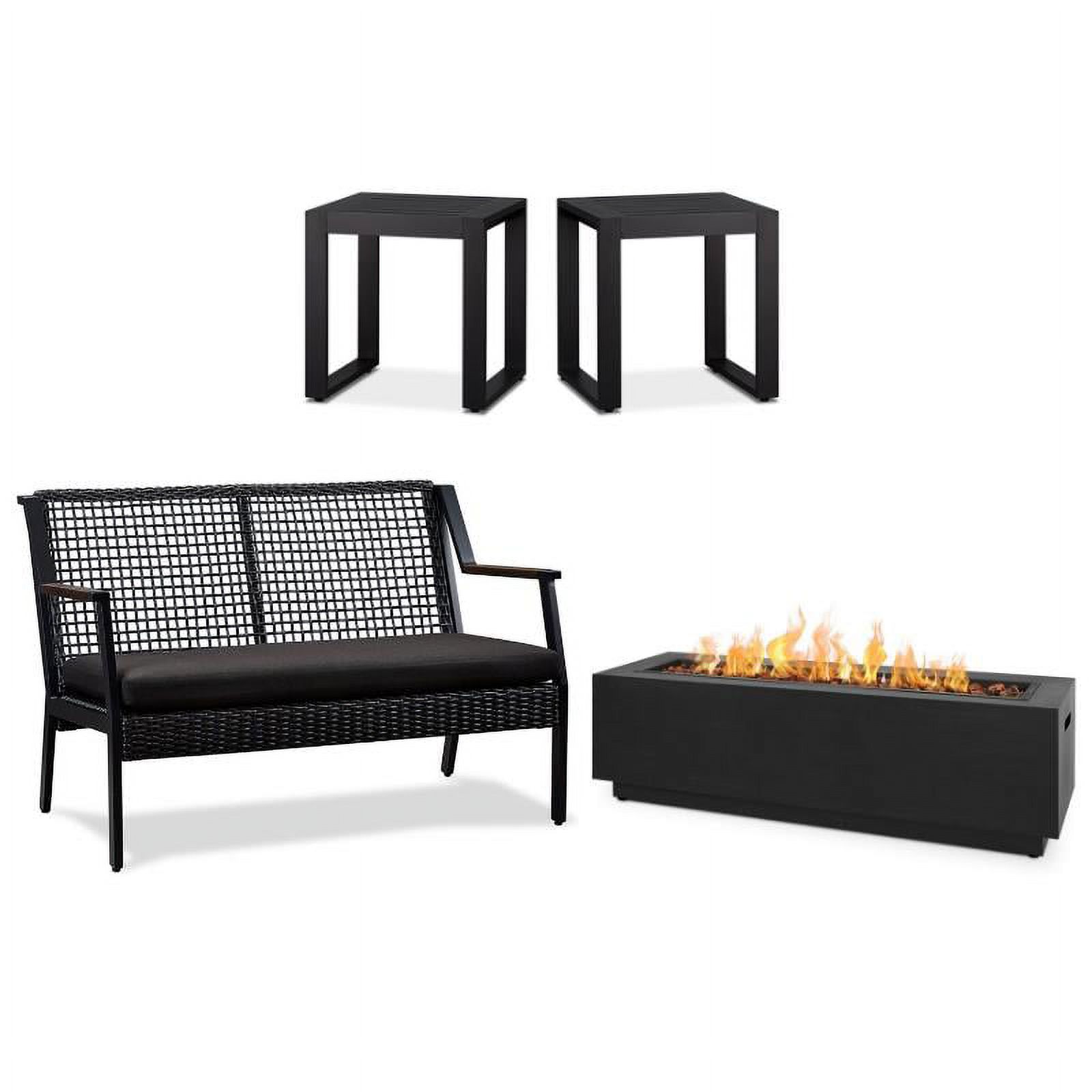 Home Square 3 Piece Set with Steel Propane Fire Pit Patio Loveseat & End Table - image 1 of 20