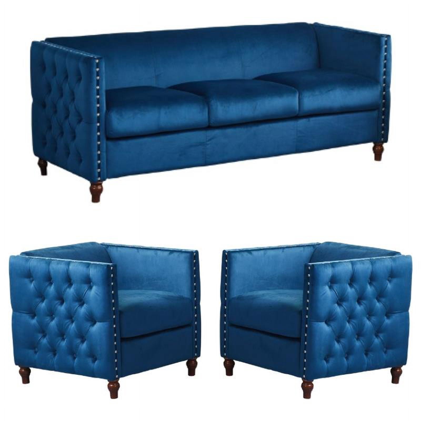 Home Square 3-Piece Set with Velvet Livingroom Sofa and 2 Chairs in ...