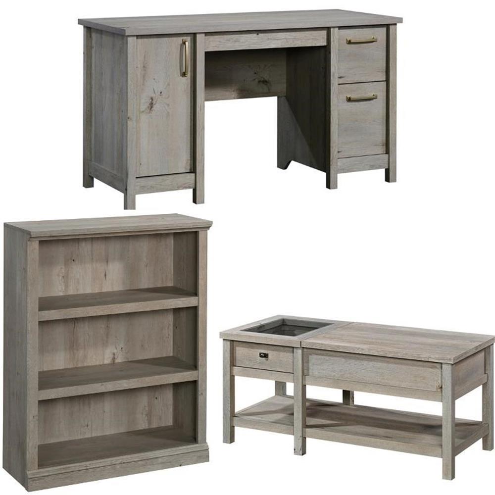Home Square 3 Piece Set with Wood Computer Desk 3-Shelf Bookcase ...