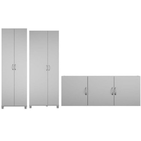 Home Square 3-Piece Storage Set with 23.7" W Utility Storage Cabinet, 28.6" W Asymmetrical Storage Cabinet and 54" W Wall Mounting Cabinet in Dove Gray