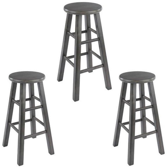 Home Square 3 Piece Transitional Solid Wood Counter Stool Set in Rustic Gray