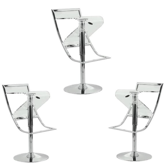Home Square 3 Piece Transparent Acrylic Adjustable Counter Stool Set in Clear