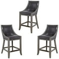 thumbnail image 1 of Home Square 3 Piece Wood Frame Faux Leather Counter Stool Set in Gray, 1 of 7