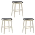 thumbnail image 1 of Home Square 3 Piece Wood and Faux Leather Backless Bar Stool Set in White, 1 of 10