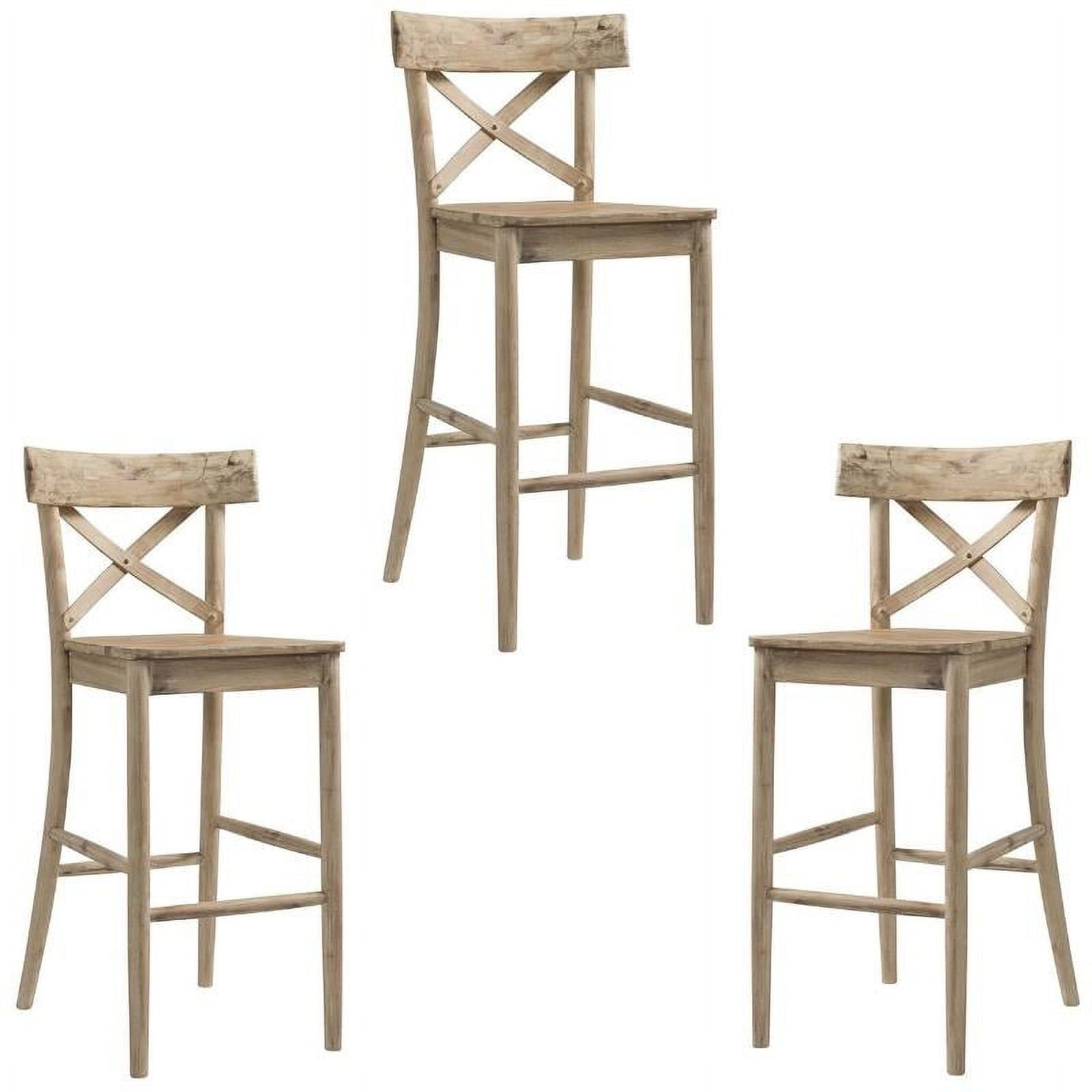 Home Square 3 Piece Xback Solid Wood Bar Stool Set in Natural