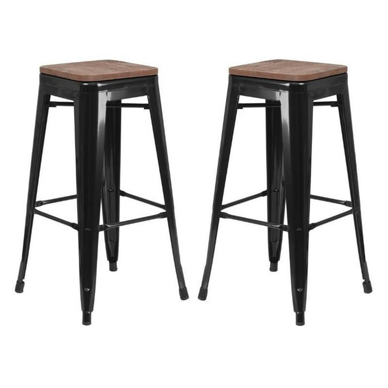 Home Square Backless Metal Bar Stool ...