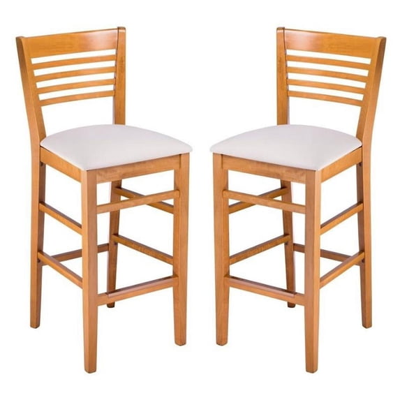 Home Square 30" Bar Stool in Cherry and Cream - Set of 2