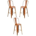 thumbnail image 1 of Home Square 30" Metal Curved Slat Back Bar Stool in Distressed Orange - Set of 3, 1 of 5