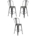 thumbnail image 1 of Home Square 30" Metal Slat Back Bar Stool in Distressed Silver Gray - Set of 3, 1 of 6