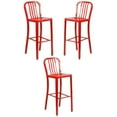 thumbnail image 1 of Home Square 30" Metal Vertical Slat Back Bar Stool in Red - Set of 3, 1 of 11