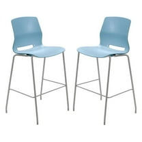 Home Square 30" Plastic Bar Stool in Sky Blue - Set of 2