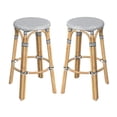 thumbnail image 1 of Home Square 30" Round Rattan Bar Stool in White and Navy Dot - Set of 2, 1 of 8