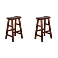 thumbnail image 1 of Home Square 30" Saddle Seat Mahogany Wood Stool in Dark Chocolate - Set of 2, 1 of 8