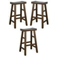 thumbnail image 1 of Home Square 30" Saddle Seat Mahogany Wood Stool in Tobacco Leaf - Set of 3, 1 of 4