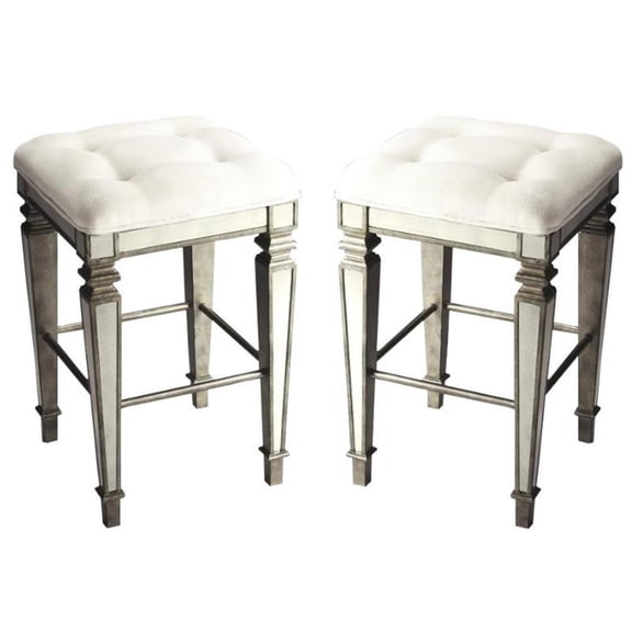 Home Square 30" Square Bar Stool in Mirror - Set of 2