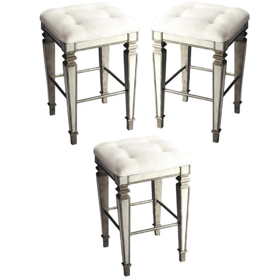 Home Square 30" Square Bar Stool in Mirror - Set of 3
