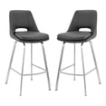 thumbnail image 1 of Home Square 30" Stainless Steel Counter Stool in Gray Faux Leather - Set of 2, 1 of 10