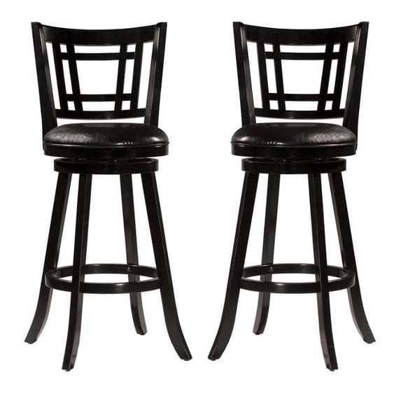 Home Square 30" Swivel Bar Stool in Black - Set of 2