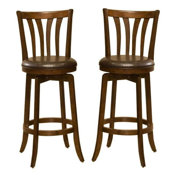 Home Square 30" Swivel Bar Stool in Cherry - Set of 2