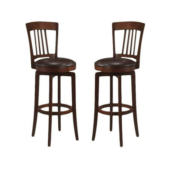 Home Square 30" Swivel Bar Stool with Vinyl Seat in Brown - Set of 2