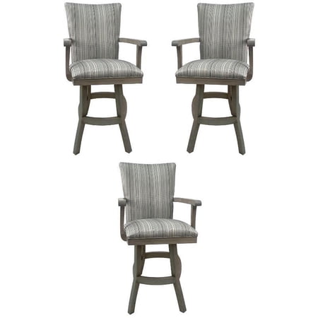 Home Square 30" Swivel Solid Wood Bar Stool in Natural Fun Finish - Set of 3