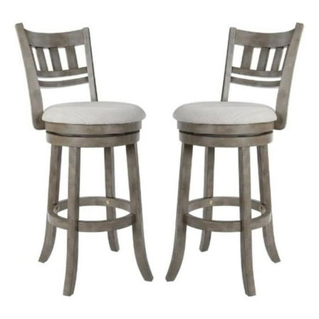 Home Square 30" Swivel Stool with Slatted Back in Antique Gray Finish - Set of 2