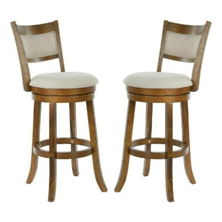 Home Square 30" Swivel Stool with Solid Back in Burnt Brown Finish - Set of 2