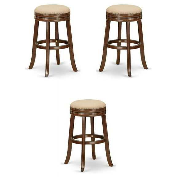Home Square 30" Wood Backless Bar Stool in Mocha & Mahogany - Set of 3