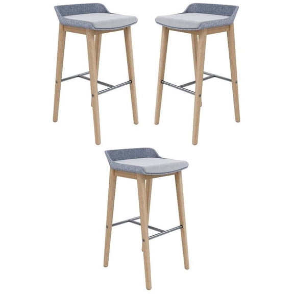 Home Square 30" Wooden Bar Stool in Gray/Latte - Set of 3