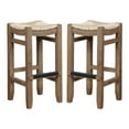 thumbnail image 1 of Home Square 30H Wood Bar Stool with Rush Seat in Brown - Set of 2, 1 of 7