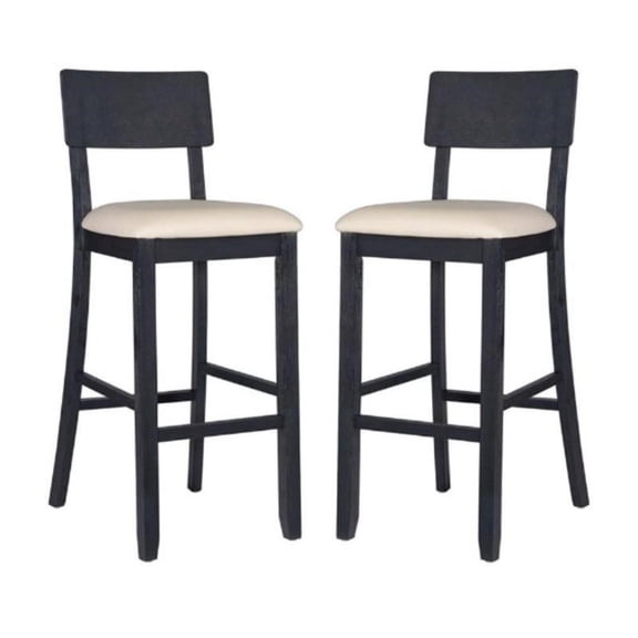 Home Square 31.5" Wood Barstool in Dark Charcoal Gray - Set of 2